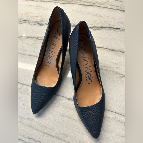 Calvin Klein Shoes - Calvin Klein blue snakeskin pumps